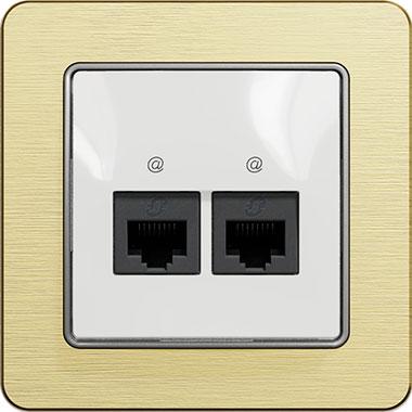 Sedna data socket (white insert, brushed gold frame)